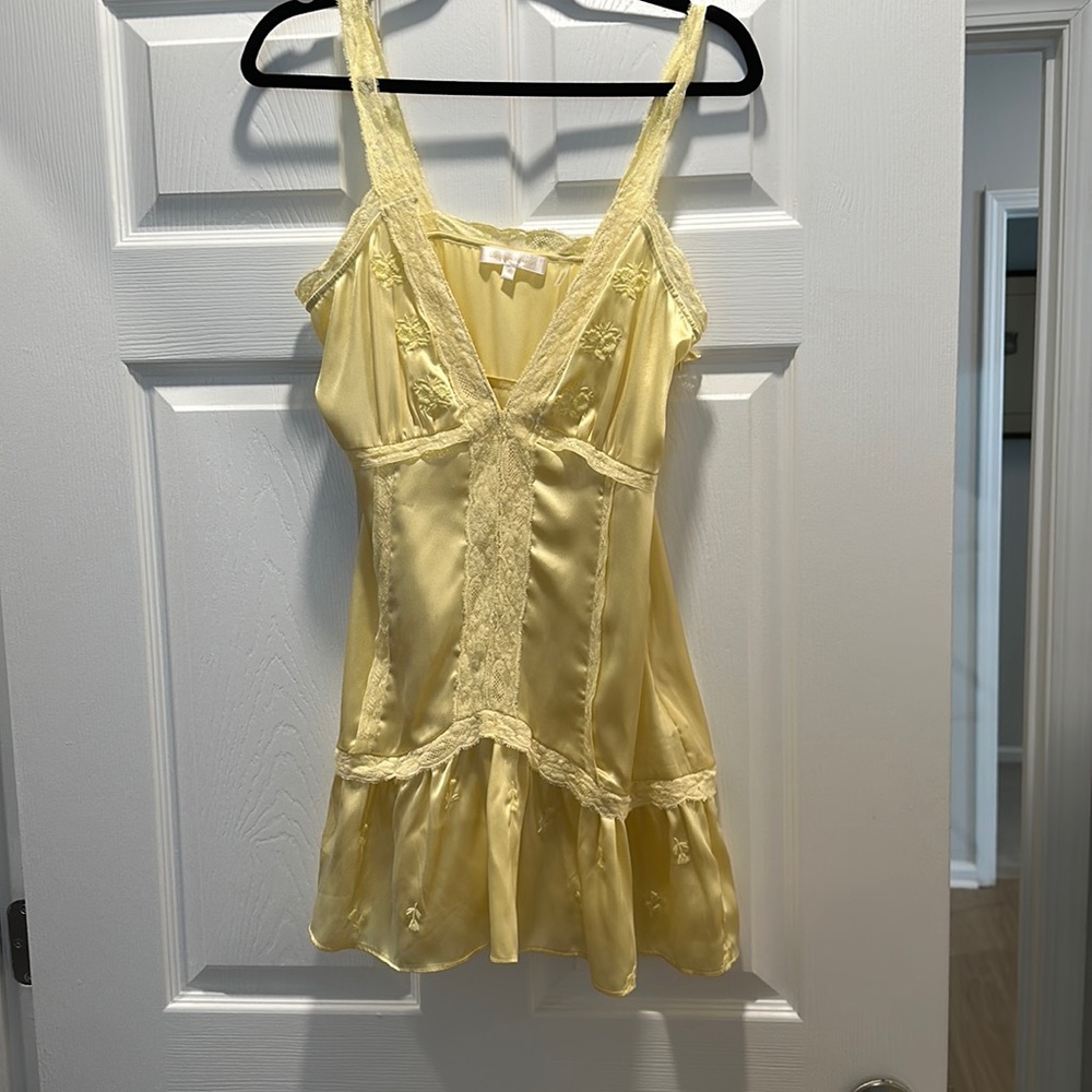 Loveshack Fancy Yellow Silk Minidress